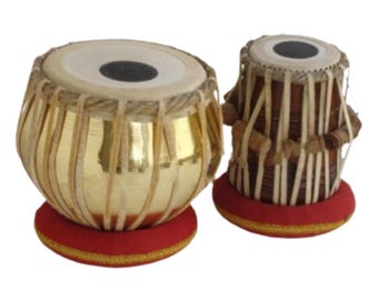 タブラセット、インドの太鼓、真鍮製のプロフェッショナルなバヤン