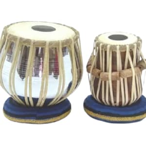 Tabla  drum Set Brass+ Nickel Plated Professional, Classic Folk Music Instrument by Zaima Handicraft with Case Hammer, Cushions, for All