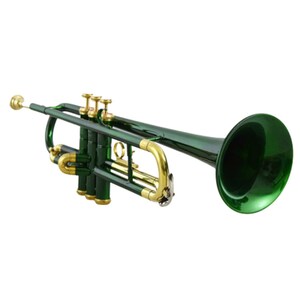 Trumpet Brass Bb, Green Color+Brass Finish By Zaimahandicraft with Hard Case Used for Marching Concerts, Ceremonies and a Gift For All.