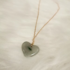 Heart-shaped Jade Necklace  For Women, Dainty Natural Jade Necklace, Gift for Mom, Bridesmaid Gift for Her