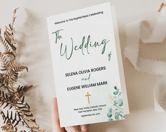 Catholic Wedding Program, Minimalist Wedding Program, Modern Wedding, Instant Download, Wedding Program Template, Church Wedding Program