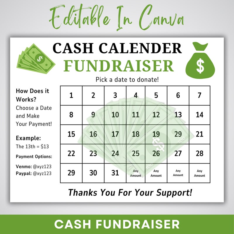 Raffle Calendar Template - Etsy