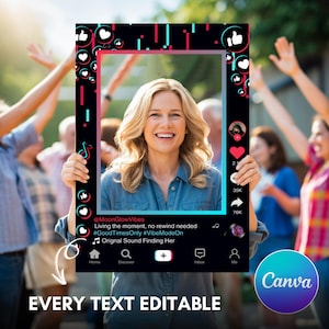 TIKTOK Selfie Frame Template, Social Media Photo Frame, TikTok Photo booth frame, Tiktok theme photo frame, instant download