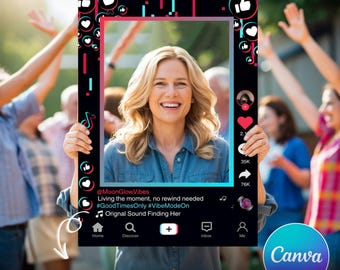 TIKTOK Selfie Frame Template, Social Media Photo Frame, TikTok Photo booth frame, Tiktok theme photo frame, instant download