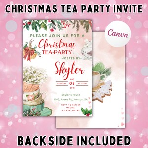 Weihnachten Tea Party Einladung, Urlaub Tea Party Einladung Vorlage, Weihnachten Tea Party einladen, saisonaler Brunch einladen, Instant Download