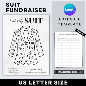 Fill My Suit Fundraiser, Color My Dress Fundraiser Template, Pay For your day Calendar Template,canva template, Instant Download