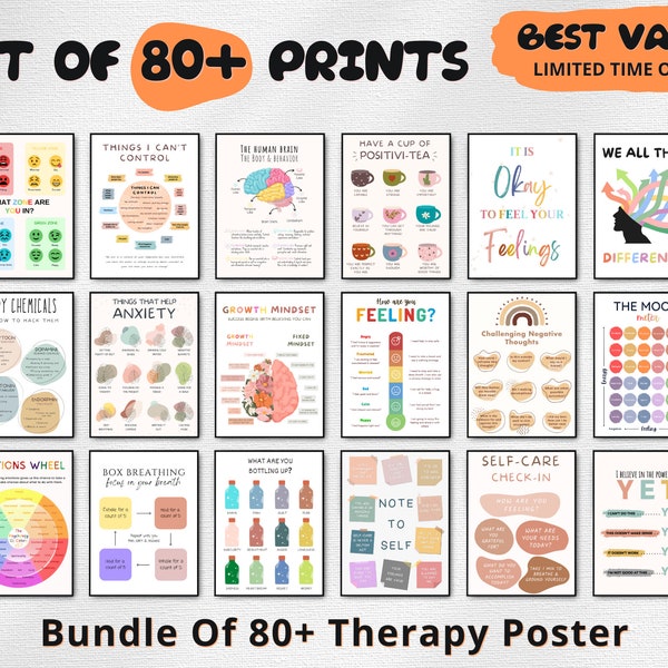 Therapy Poster Bundle, Therapy, Decor Psychologist Therapist Mental Health Bundle, Wall Art Therapy, INSTANT DOWNLOAD