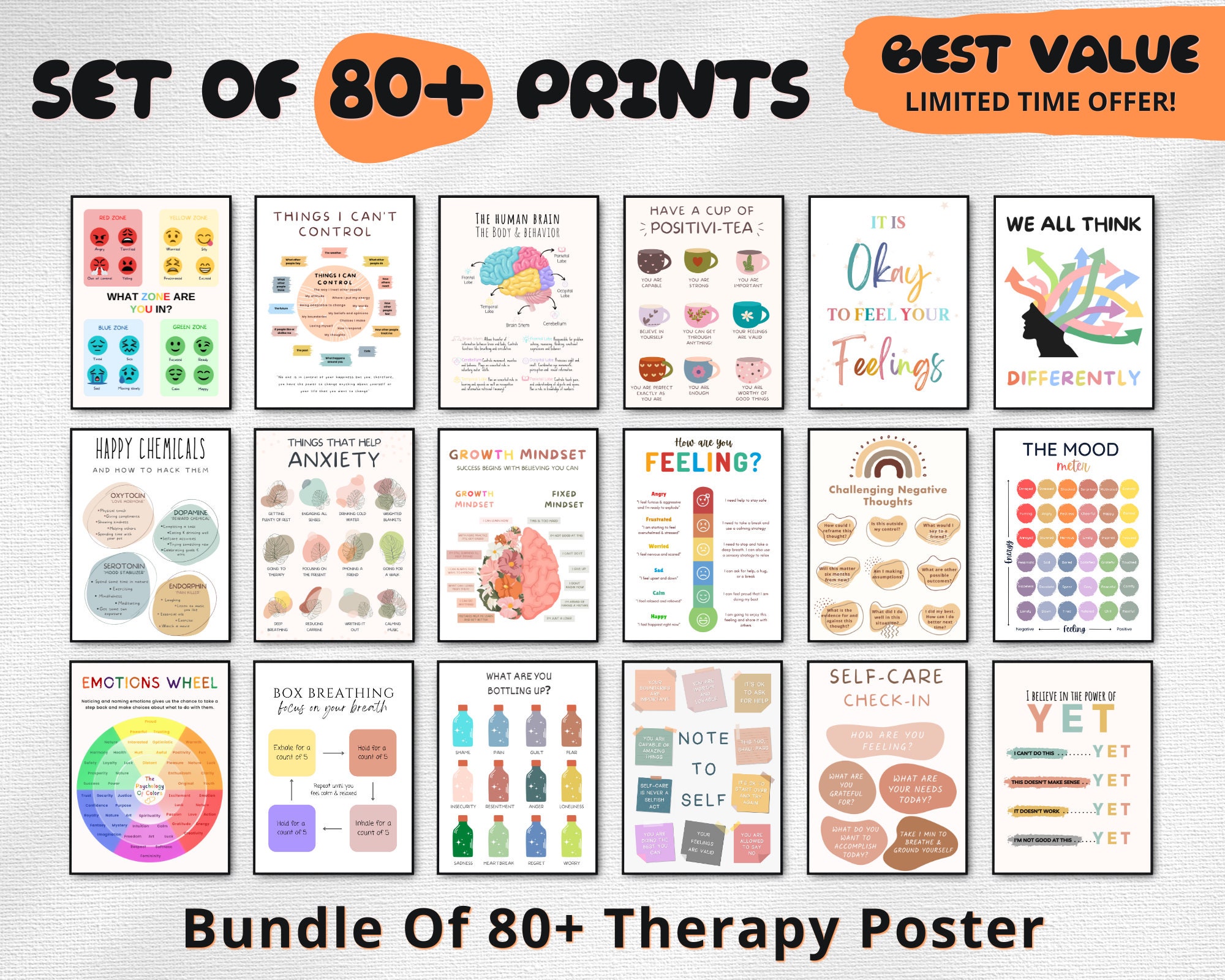 Therapy Poster Bundle,Therapy, Decor Psychologist Therapist Mental Health Bundle, Therapy Office Decor,Wall Art Therapy,Mental Health Poster