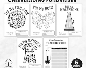 05 Cheerleading Fundraiser Canva Template, Cheer Pick a Date Calendar, Fill My Bow, Megaphone, Pom Pom, Uniform Fundraisers