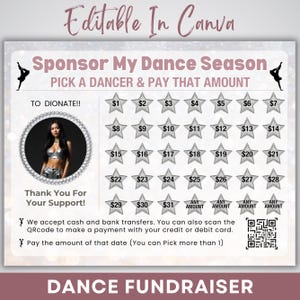 Dance Fundraising Calendar, Editable Dance Competition Fundraiser, Pick a Dancer Fundraiser, Dance Team Fundraiser Canva Template