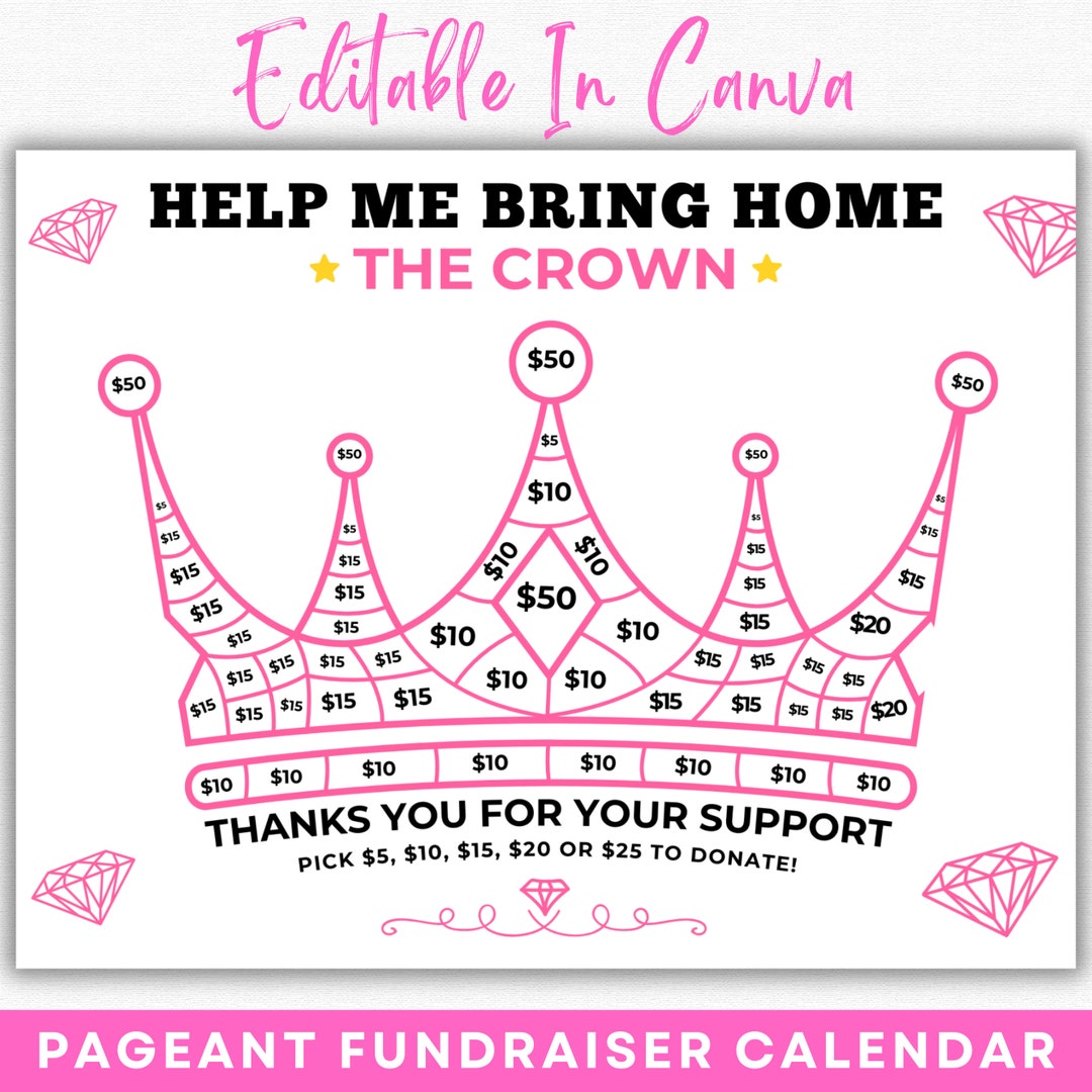 Pageant Fundraising Calendar, Pick a Date Donation Pageant Calendar Pageant Fundraising Calendar, Pick a Date Donation Pageant Calendar