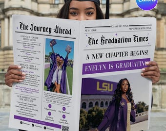 Graduation Newspaper Template, Photo 2025 Grad Newspaper Template,Large Graduation Newspaper,Class of 2025 Graduation Party Invite Newspaper