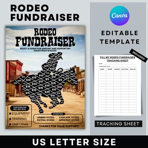 Rodeo fundraiser canva Editable Template, Horse riding match Fundraiser, Pay for your day fundraiser calendar, Pay the Date Rodeo Fundraiser