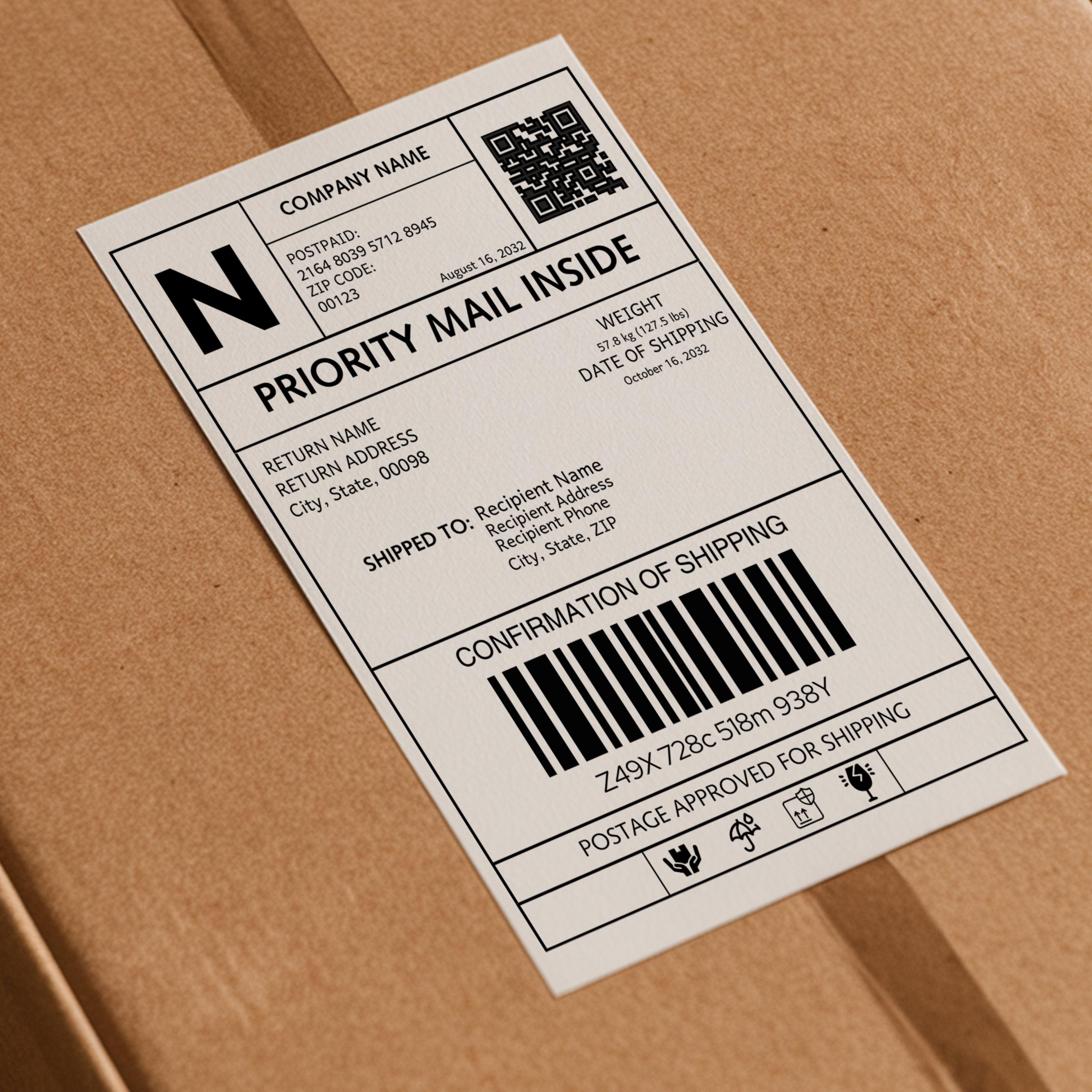 Fake Shipping Label Template, Shipping Label Template, Mail Shipping ...