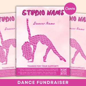 Editable Dance Template Pick a Date to Donate Fundraiser, Fill My Dancer, Dance Fundraiser, Pink Fundraiser, Dance Competition Fundraiser