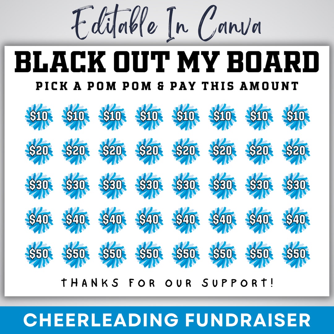 Fill My Pom Pom Fundraiser, Cheer Fundraiser Calendar, Pick a Date to