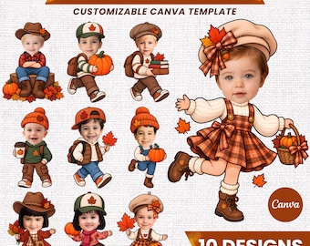 Autumn Kids Add Face Activity, Printable Fall Kids Bulletin Board Decor, Add Your Own Face Body Cutout Template, Instant Download