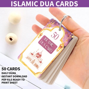 Islamische Dua Flash Karten, 50 druckbare Quran Dua Flash Karten, Ramadan Eid Geschenk, Islamisches Geschenk, Arabische Transliteration Englisch Sofort Download
