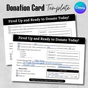 Afdrukbare canvassjabloon donatiekaart, donatiekaarten, kaart donatieverzoek, fondsenwervingsevenement, sjabloon donatiebelofte voor non-profitorganisatie