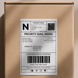 Fake Shipping Label Template, Shipping Label Template, Mail Shipping Label Template, Editable Personalized Mail Label, Instant Download