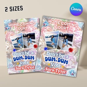 Dum Dum Poster Homecoming Queen, Homecoming Poster, Homecoming Campaign, Class Treasurer, Class President, Canva Template, digital download