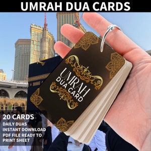 20 kart Umrah Dua do druku, fiszki Umrah, karty podarunkowe Umrah Mubarak, karty modlitewne, islamskie Dua, karty przypomnienia Dua do druku PDF
