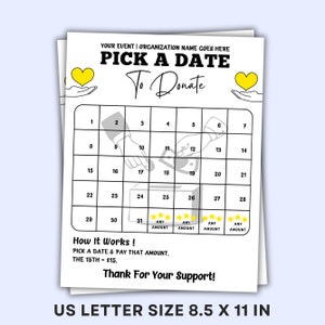All Purpose Fundraiser Calendar, Pick A Date to Donate, Fundraiser ...