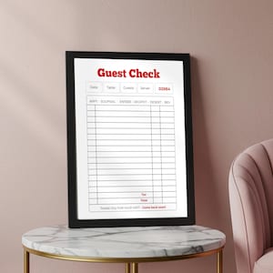 Editable Blank Guest Check List Poster, Guest Check Wall Art, Printable Empty Guest Check, Guest Check Print,Trendy Wall Art,Blank Gift Wall
