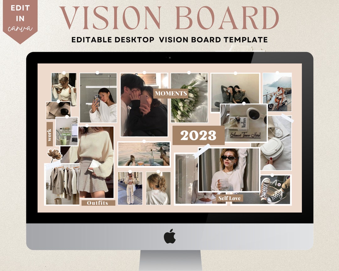 Vision Board Template, Vision Board Kit, 2023 Vision Board, Digital ...