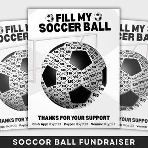 Plantilla de Canva para recaudar fondos para fútbol, plantilla editable para llenar mi balón, recaudación de fondos para donaciones de equipos de fútbol (tamaño carta de EE. UU., descarga instantánea)