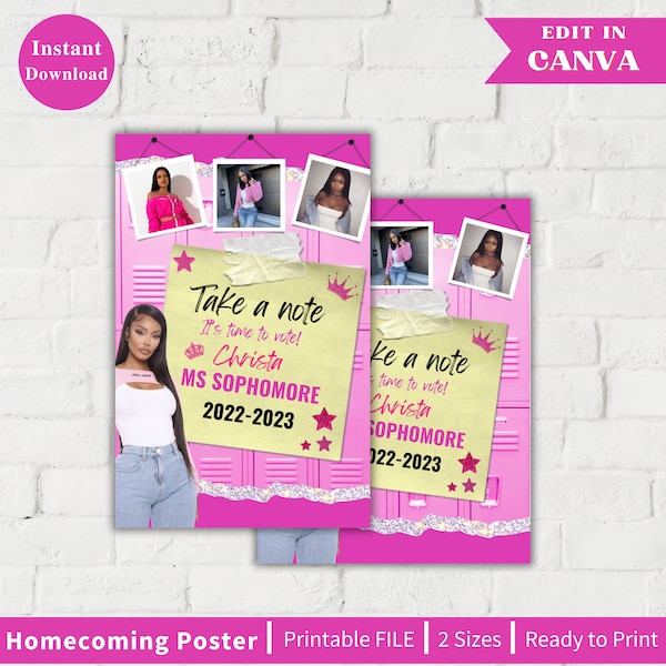 Editable Wanted Poster Homecoming Queen, Homecoming Poster, Homecoming Campaign, Class Treasurer, Class President, Edit then Print poster