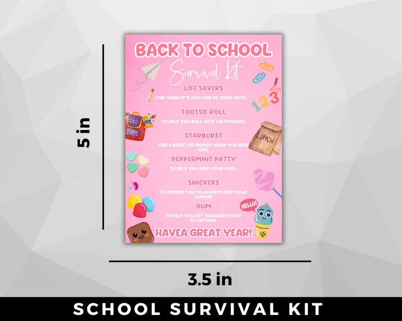 EDITABLE Back to School Survival Kit Gift Tags | Back to School Student ...