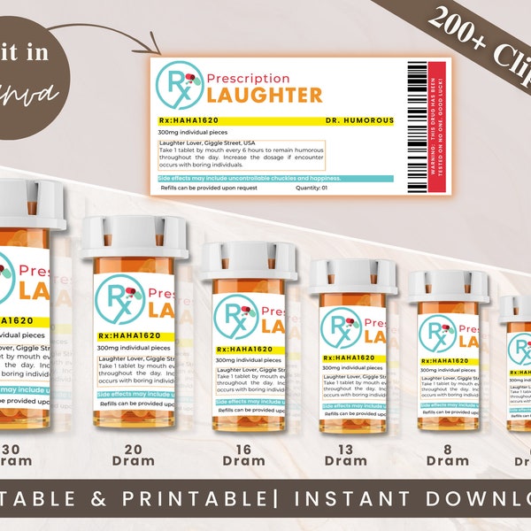 Pill Bottle Party Labels Etsy