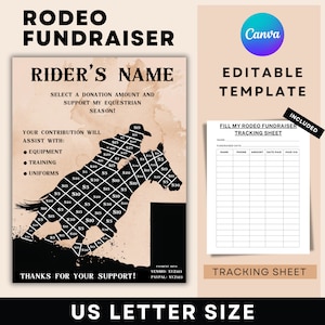 Rodeo fundraiser canva Editable Template, Horse riding match Fundraiser, Pay for your day fundraiser calendar, Pay the Date Rodeo Fundraiser