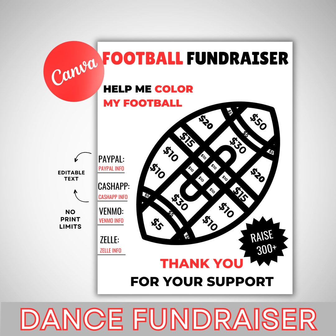 EDITABLE FOOTBALL Fill in Fundraiser Template Football Fill & Fund EDITABLE FOOTBALL Fill in Fundraiser Template Football Fill & Fund