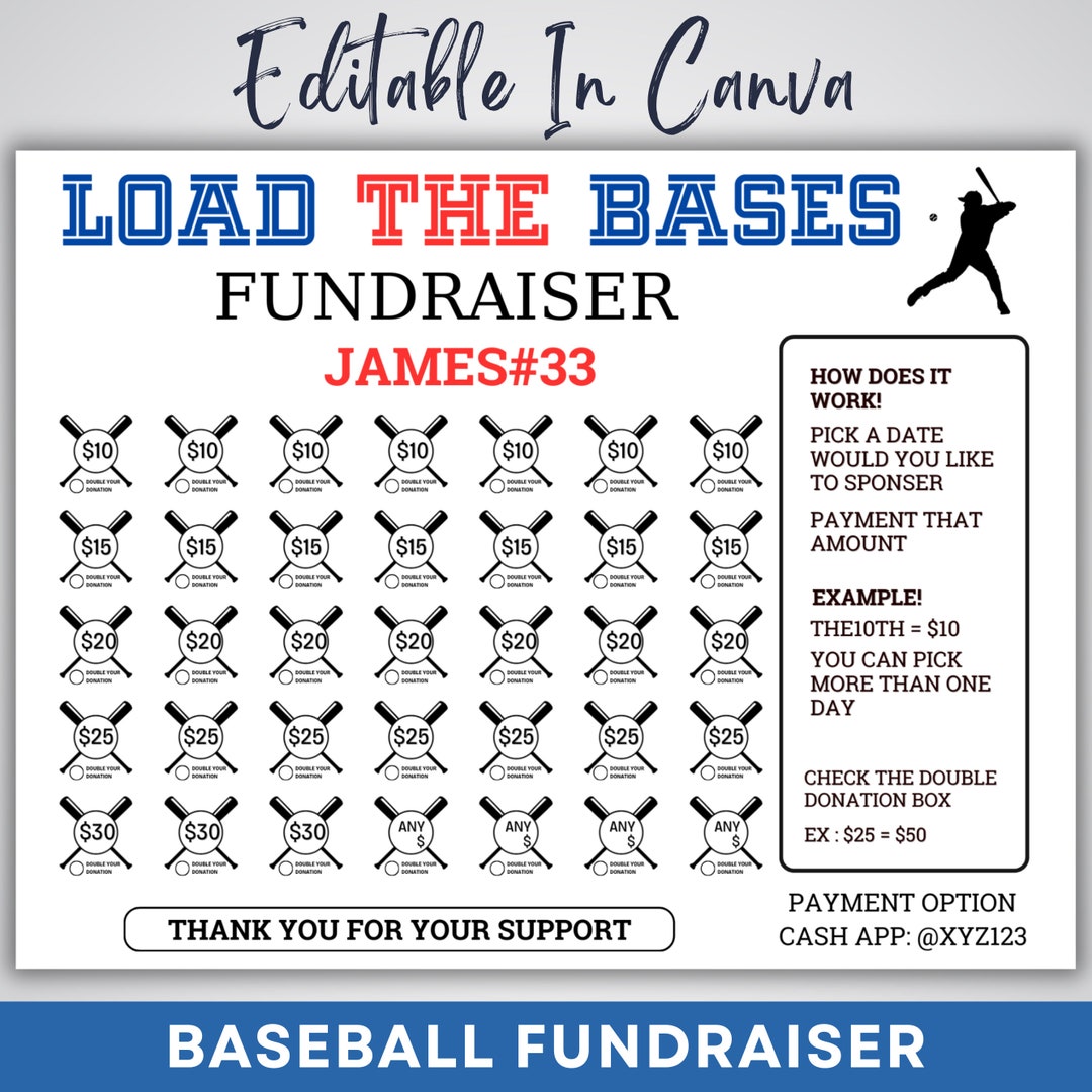Editable Baseball Fundraiser Calendar Template, Baseball Fundraiser ...