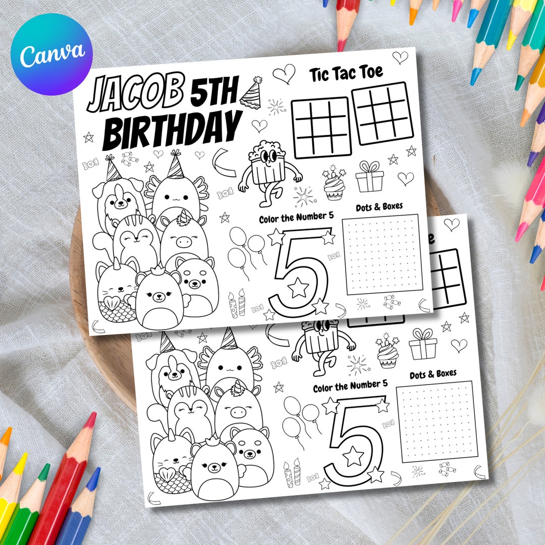Editable Kids Activity Sheet, Personalized Birthday Coloring Sheet Kids ...