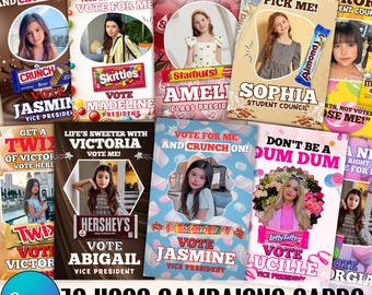 Pacchetto di 10 caramelle per la campagna, etichette per caramelle per la campagna di ritorno a casa, campagna di classe per il consiglio studentesco, Vota per me, modello Canva scaricabile digitalmente