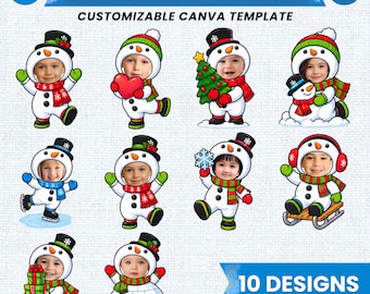 Winter Snowman Kids Add Face Printable Winter Kids Bulletin Board Decor, Add Your Own Face Body Cutout Template, Winter Cake Topper