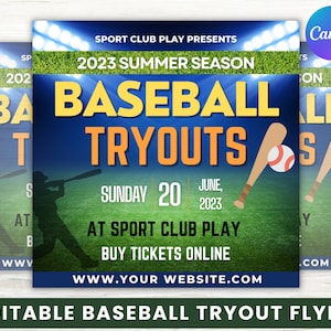 Baseball Tryouts Flyer, Instagram Template, Baseball Flyer, Tee Ball flyer, Sports Event Flyer