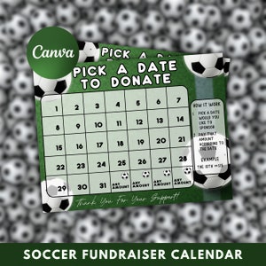 Editable Soccer Calendar Fundraiser Template, Clear The Board Fundraising Made Easy, Soccer Pick a Date to Donate, 8.5x11 Digital Download