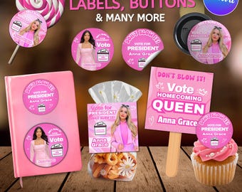 Vote Homecoming Stickers, Class Campaign Sticker, Class Campaign, Homecoming Campaign, Vote Homecoming Queen, Stickers, Canva Template
