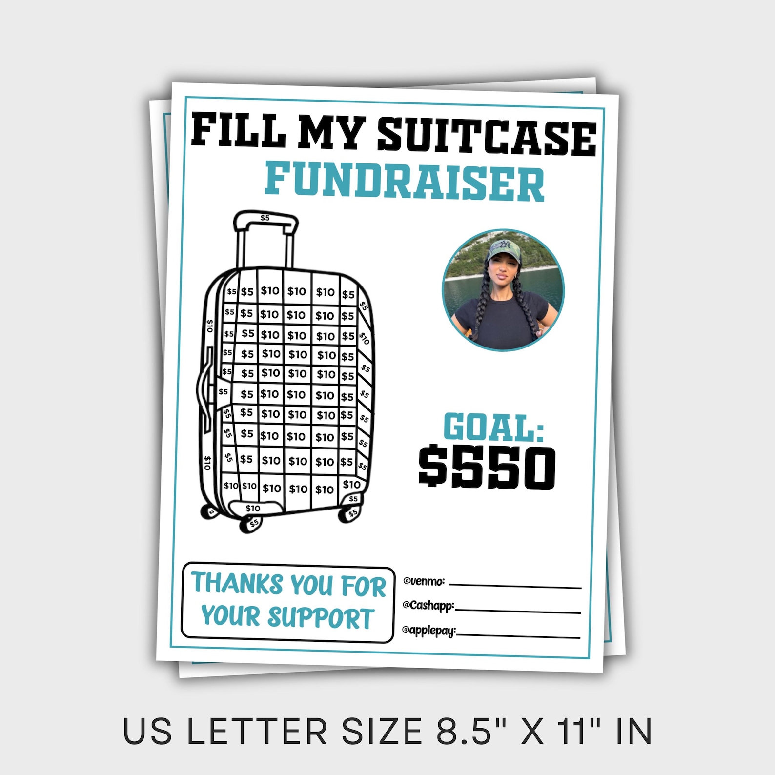 Fill My Suitcase Fundraiser, Fill My Bag, Editable Canva Design ...
