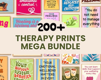 Bundel voor geestelijke gezondheid, meer dan 200 wanddecoraties voor de inrichting van een therapiepraktijk, psychologieposters, wanddecoratie voor de praktijk van een therapeut, poster met psychologische citaten