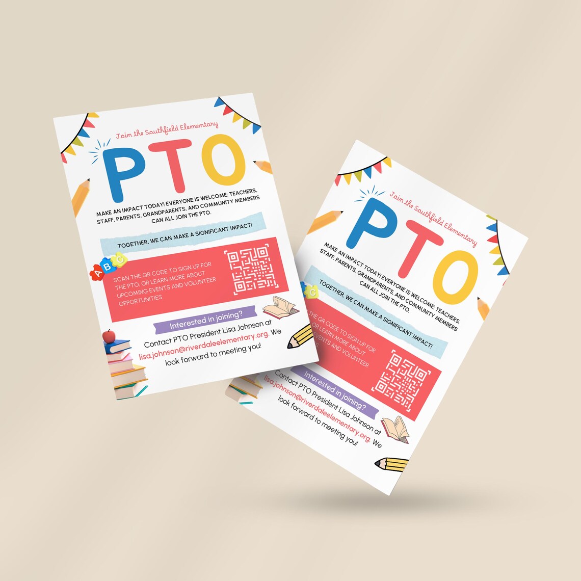Editable PTA PTO Flyer Template With QR Code (canva) - Etsy
