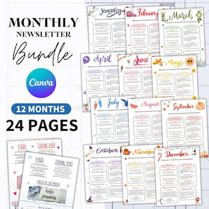 Monthly Newsletter Bundle, Monthly Newsletter For Care Homes, HOA Monthly Newsletter, School Newsletter, Community Newsletter Canva Template