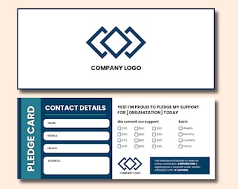 Nonprofit Pledge Card Template, Editable Donation Card, Nonprofit Template For Fundraising Campaign, Canva Template, Instant Download