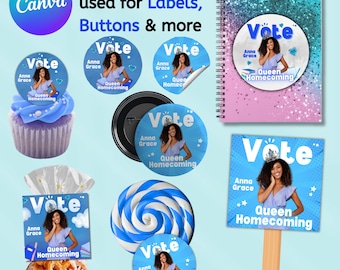 Vote Homecoming Stickers, Class Campaign Sticker, Class Campaign, Homecoming Campaign, Vote Homecoming Queen, Stickers, Canva Template