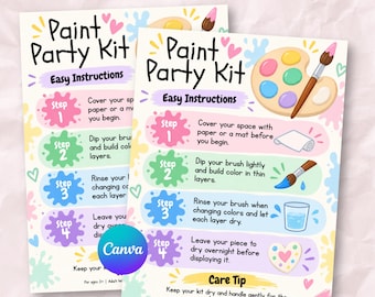 Printable Plaster Paint Kit Instructions Card, Paint Your Own Plaster Insert Card, Party Favor Insert, Instant Download
