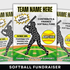 Editable Softball Fundraiser Calendar, Calendar Fundraiser, Pick a Date to Donate, Fundraiser Calendar, Pay the Date, Instant Download